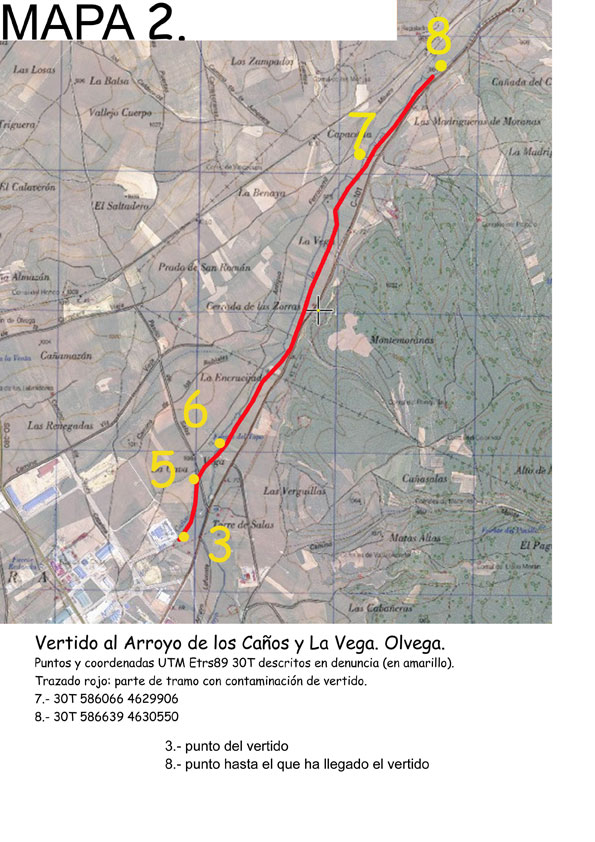 Mapa del recorrido del vertido