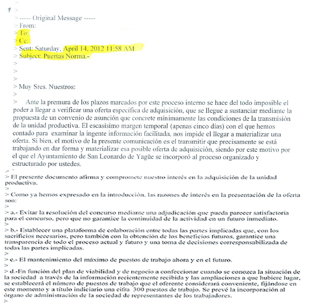 Estracto de la carta