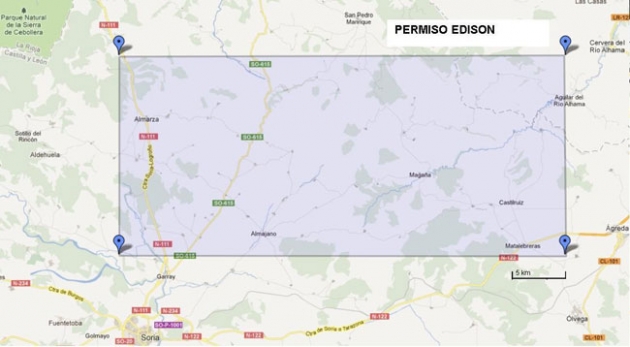 Territorio que abarca el permiso Edison de prospección para el noreste provincial