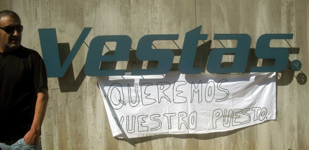 Una pancarta de los empleados