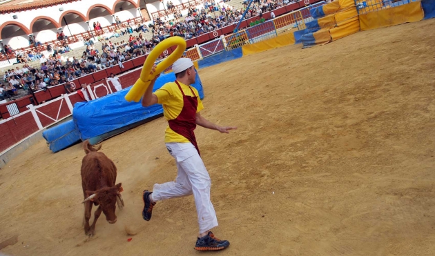 Un peñista en plena acción