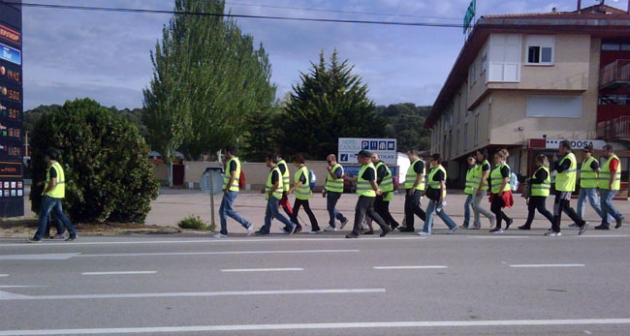 El grupo, a la entrada de Soria