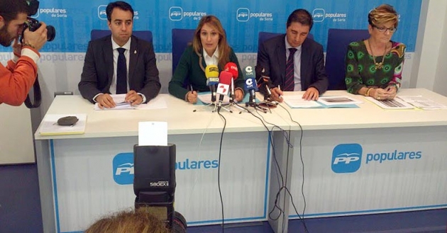 De izquierda a derecha, Soria, Lucas, Peregrina y Benito en la presentación de los presupuestos regionales para Soria