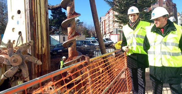 Rubio y Mínguez en las obras del Espolón