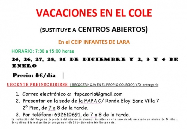 Cartel de Vacaciones en el Cole