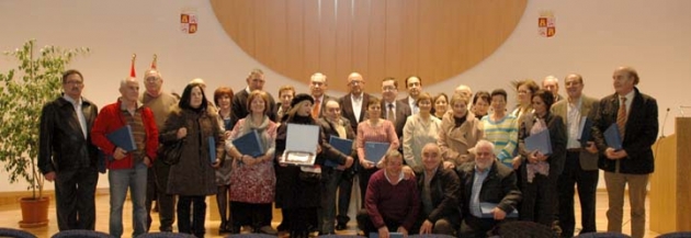 Los homenajeados en la Delegación