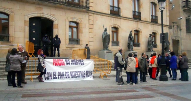 Manifestantes durante el pleno.