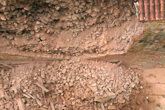 Vista superior tras el desplome