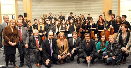 Miembros del JOS con eurodiputados y Mínguez