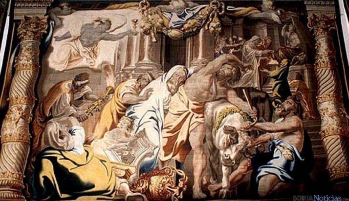 Uno de los tapices existentes en la iglesia de Oncala.