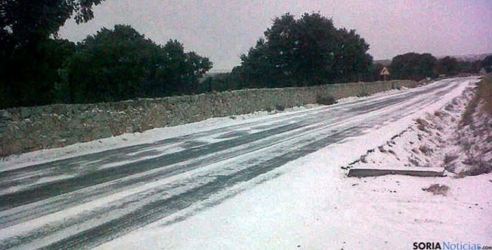 Carretera nevada en Soria el pasado año.