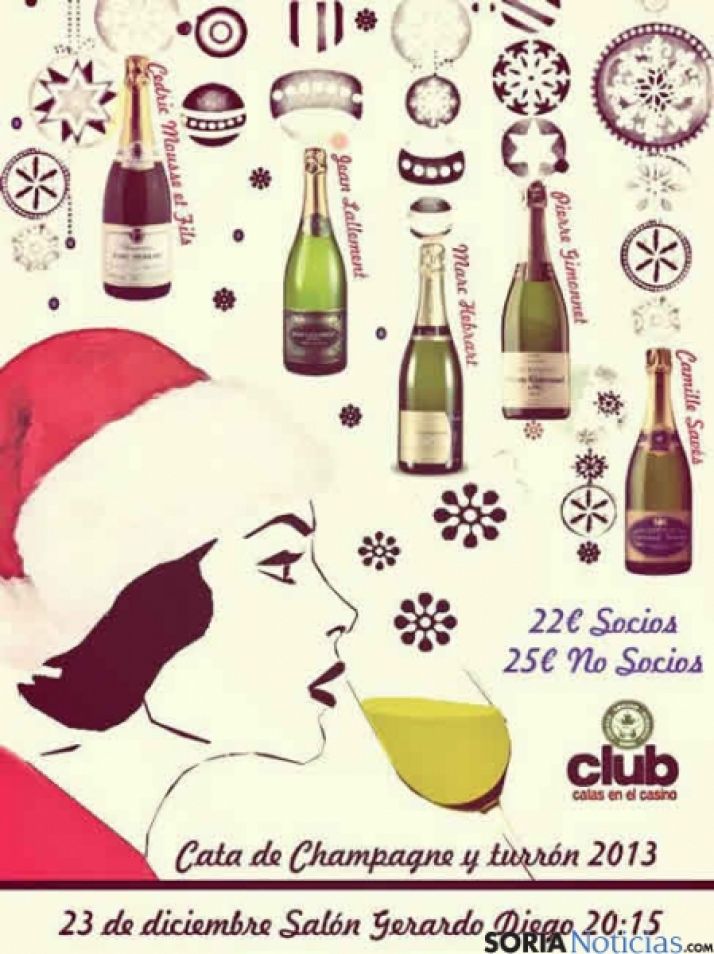 Cartel champagne y turrones