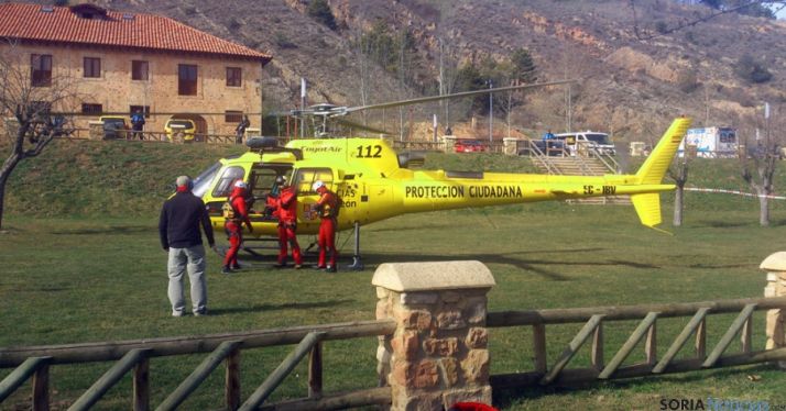 Helicóptero del 112 en unas prácticas en Soria.