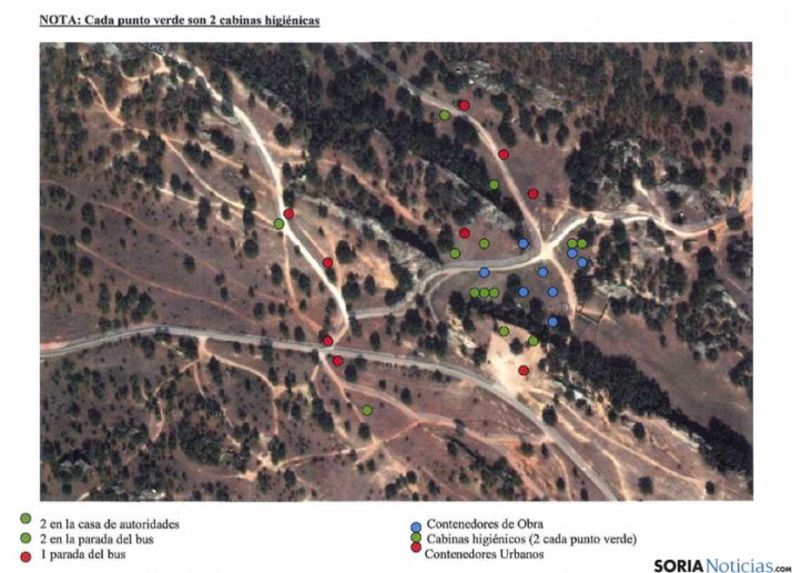 Plano de situación de contenedores y cabinas.