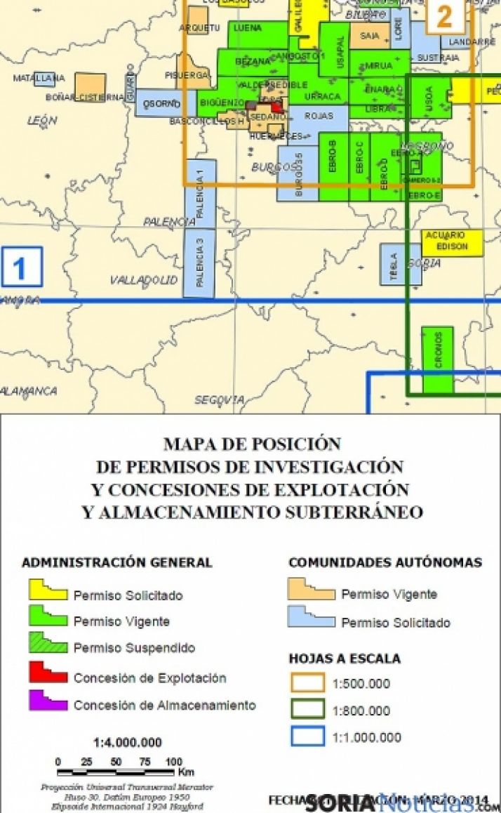 Mapa de los sondeos en el entorno soriano.
