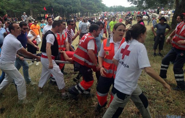 Un caballista es evacuado en las inmediaciones del pinarcillo. 