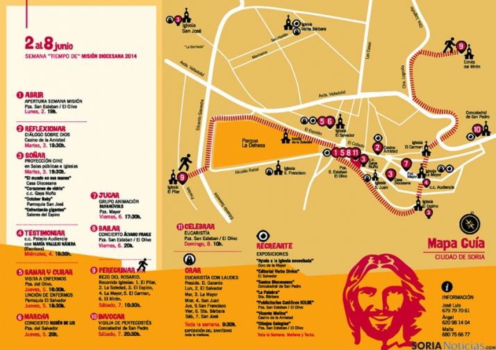 El plano explicativo con los días y lugares donde se celebrarán las actividades.