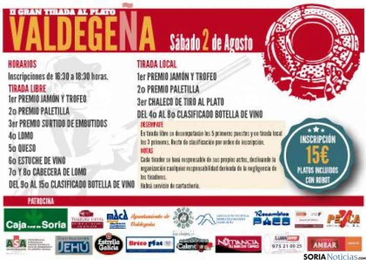 Cartel de la Tirada al Plato en Valdegeña