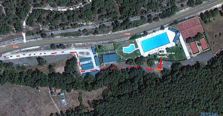 Vista aérea del área de servicio. 