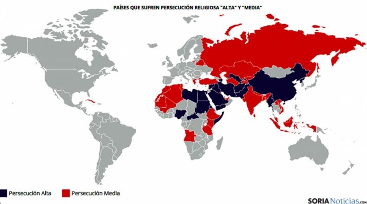 Mapa de la Iglesia perseguida en el mundo.