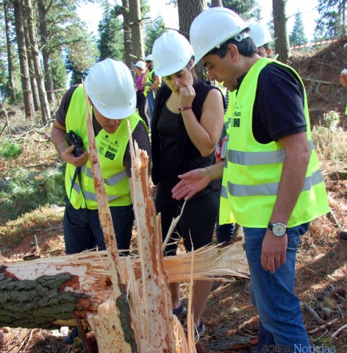 Técnicos en las pruebas de derribo.