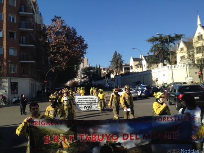 Los manifestantes este jueves en Madrid. 