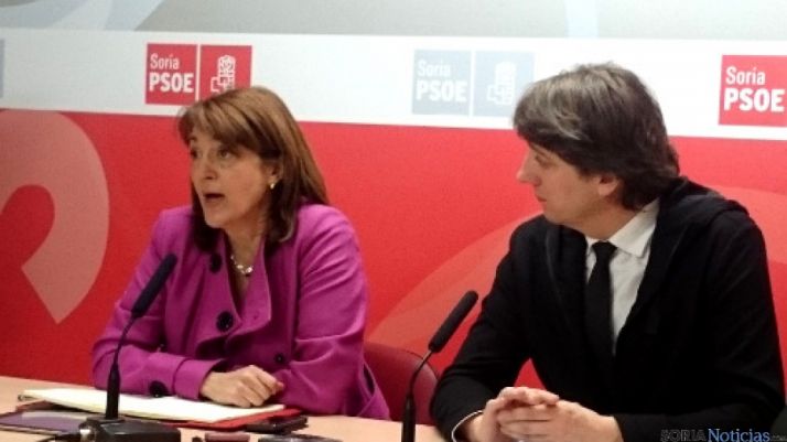 Soraya Rodríguez en la sede del PSOE de Soria