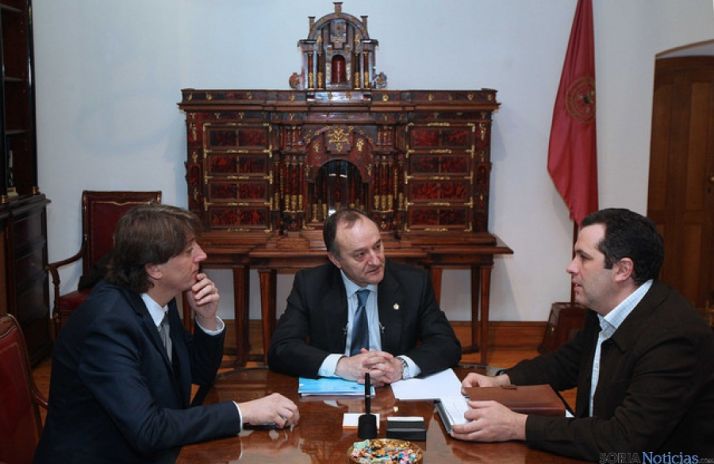 Mínguez, (izda.), San José y Bonilla, este jueves en Valladolid. 