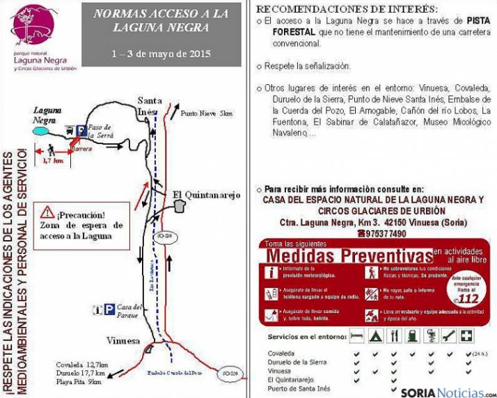 Mapa con los accesos a la Laguna. / Jta.
