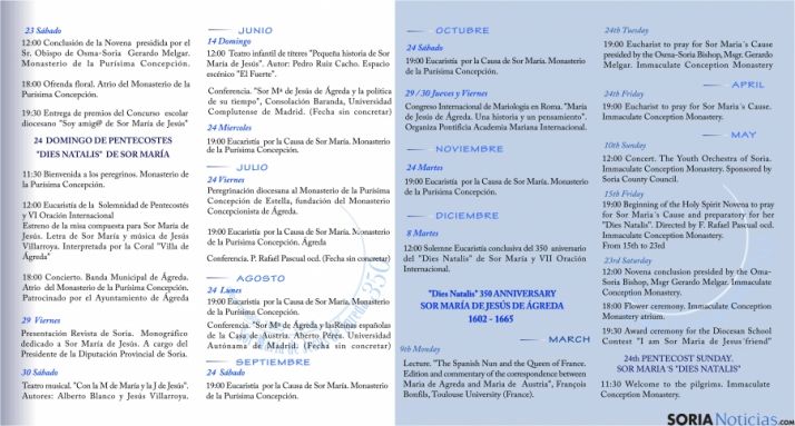 Una imagen del calendario de Sor María. / GTSMJ