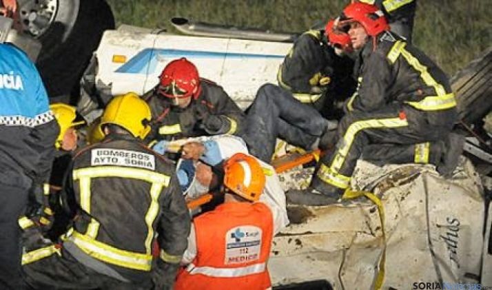 Actuación de los bomberos en Soria