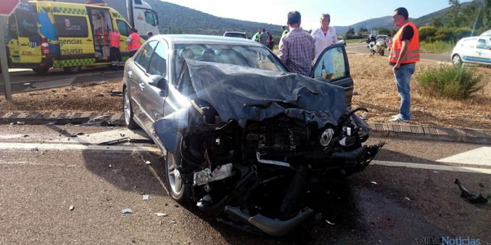 Vehículo implicado en un accidente en Ólvega hace escasas fechas. / SN