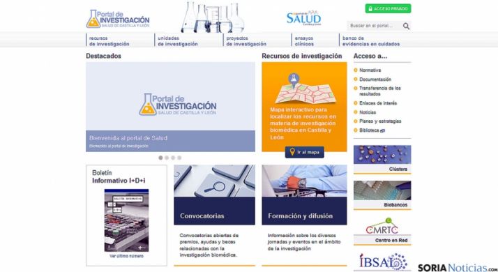 La nueva web sobre investigación sanitaria de la Junta. 