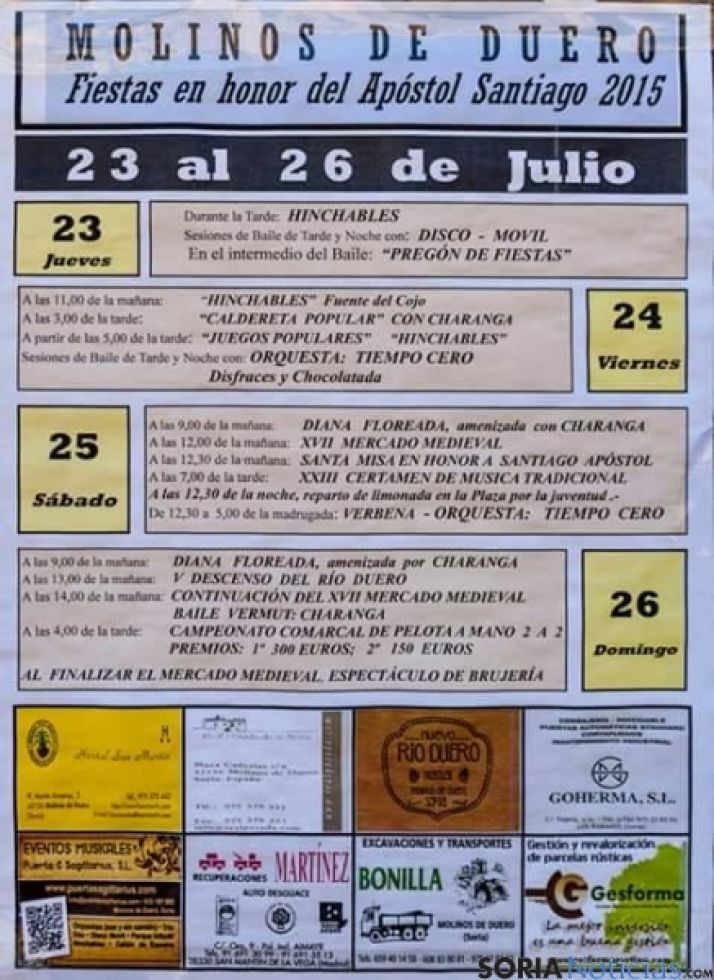 Cartel del programa de fiestas de Molinos