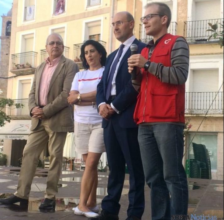 Fernández (izda.), Marquina, Alonso y Martínez, en Ágreda. / SN