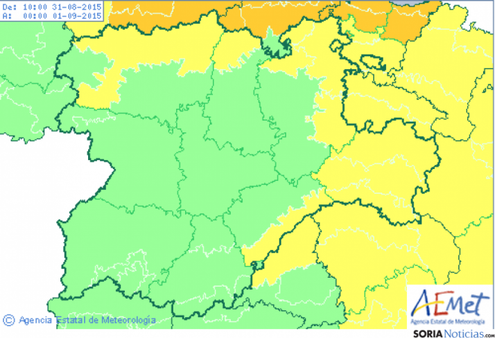 Alertas regionales para hoy. AEMET 