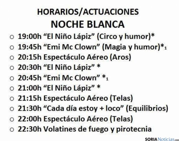 Horarios de la Noche Blanca