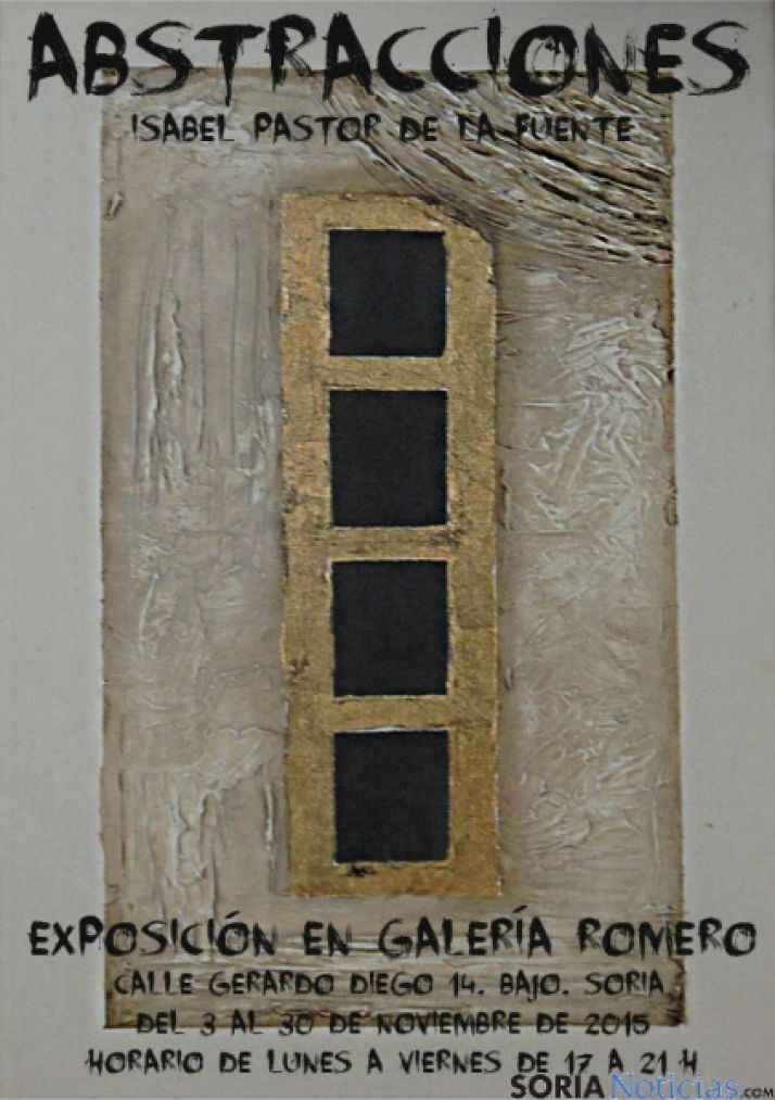 Una de las obras con el cartel de la muestra.