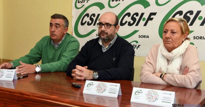 Prieto (izda.), Borra y Martínez, este lunes en Soria. / SN