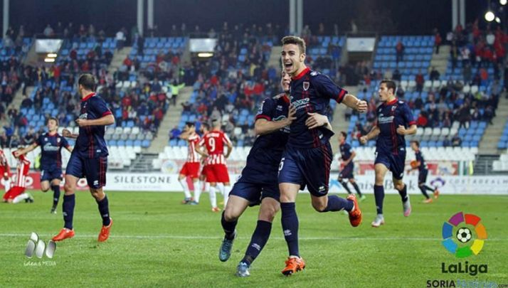 Los jugadores numantinos celebran el gol el empate. / SN