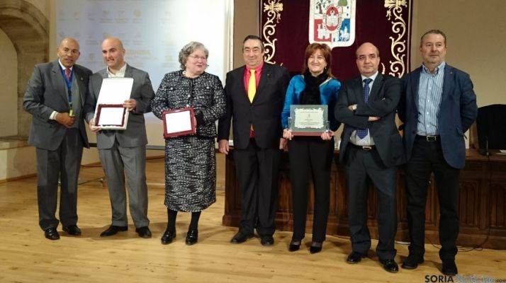 Los galardonados, este martes en el Aula Magna Tirso de Molina. 
