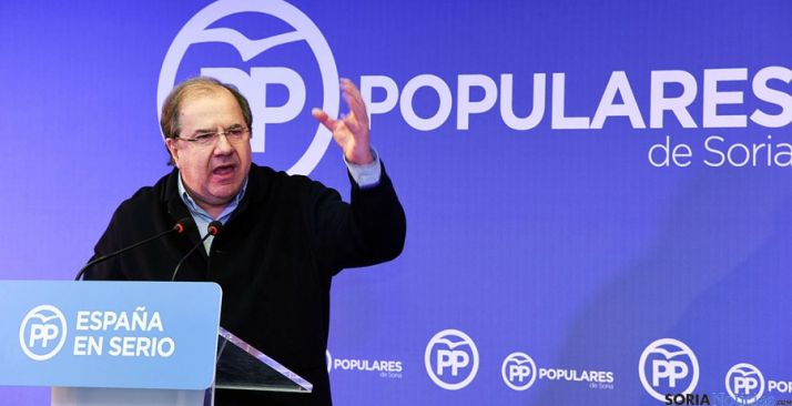 Juan Vicente Herrera, este sábado en el mitin del PP en Soria. / SN