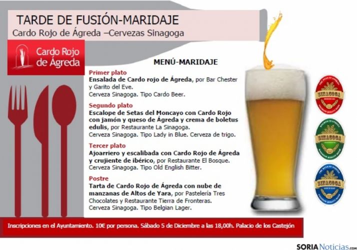 Cartel del menú del maridaje cardo-cerveza