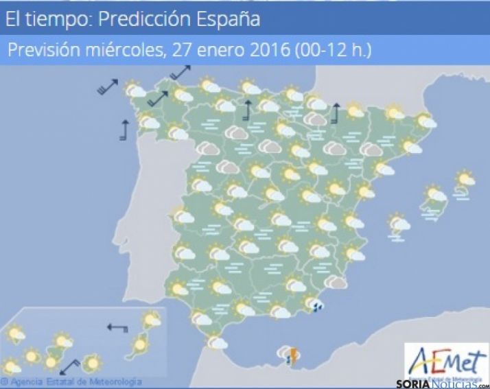 Poco nuboso con mínimas en ligero descenso