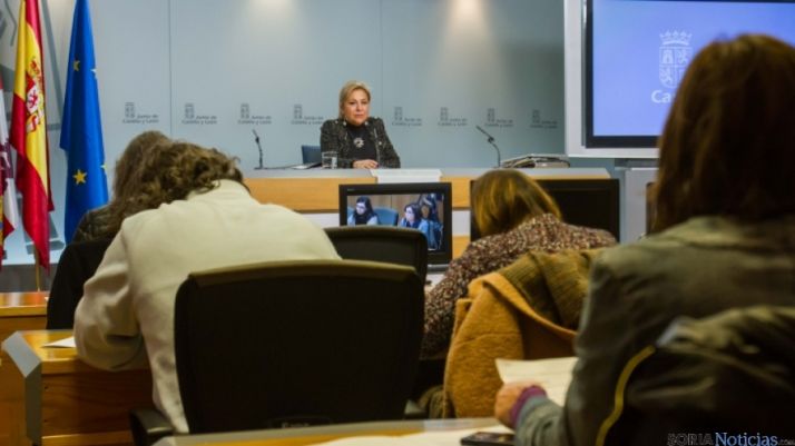 La vicepresidenta Rosa Valdeón, en una comparecencia de prensa.