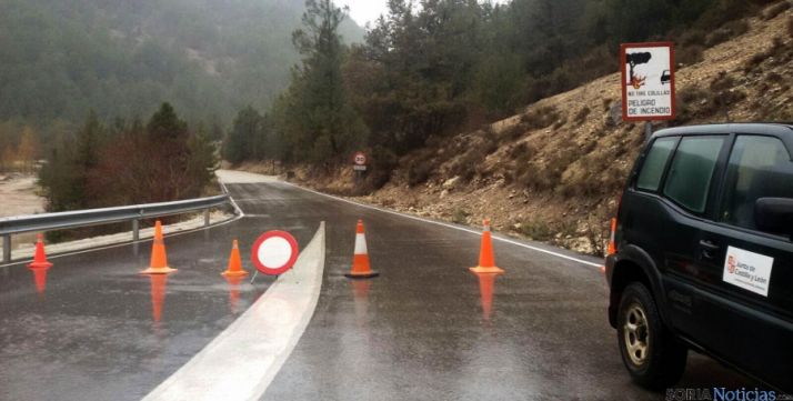 La carretera cortada este viernes./Jta.