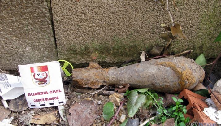 La granada explosionada por la Guardia Civil.