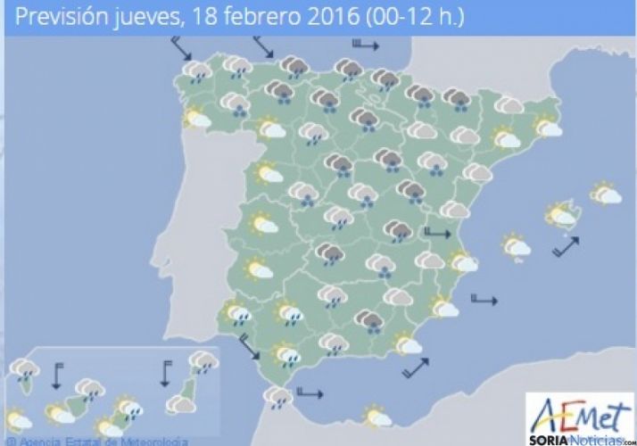 Nevadas débiles por la mañana este jueves