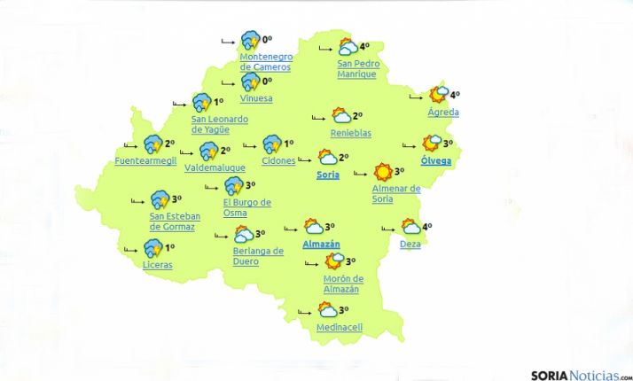 Predicción para hoy. /eltiempo.es