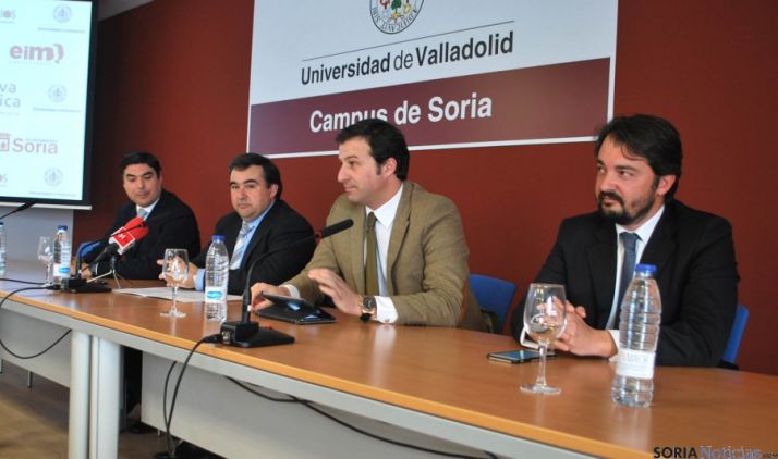 Beneito, (dcha.), Guerrero, Díez y Abellón, este martes en el Campus. / SN